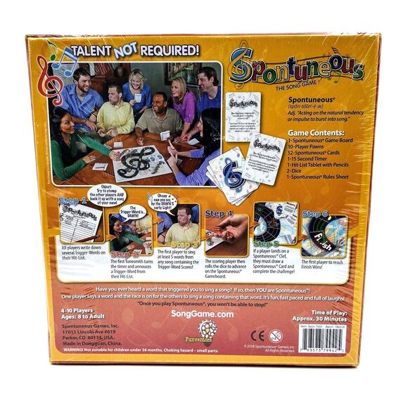 Spontuneous The Board Game Where Lyrics Come To Life Family Singing New Sealed - Picture 2 of 3